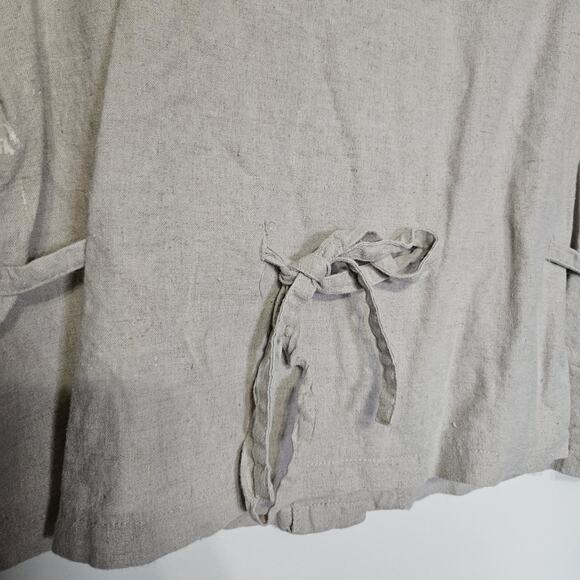 Vtg Fashion Bug Floral Linen Button Up Top Size 16 Embroidered Beige Boho Beach - Picture 6 of 9